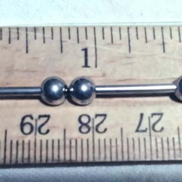 PAIR OF 14 gauge X 14 MM LENGTH (9/16") X 5 MM BALL, BARBELLS BODY PIERCING JEWE - Picture 3 of 4